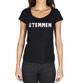 stemmen, German Cities Black, Women's Short Sleeve Round Neck T-shirt 00002