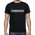 Stenographer t shirt, mens t-shirt, occupation, S Size, Black, Cotton