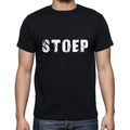 stoep Men's Short Sleeve Round Neck T-shirt , 5 letters Black , word 00006
