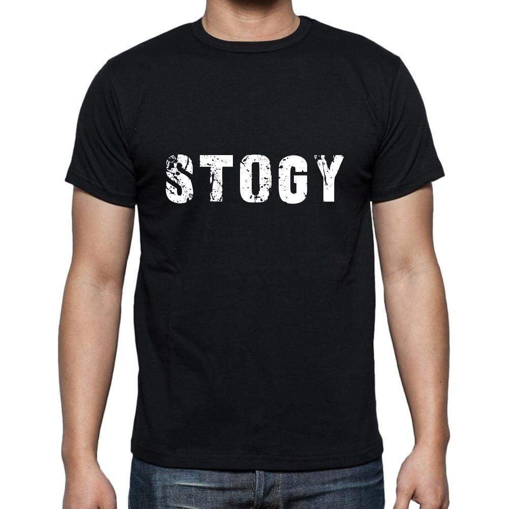 Stogy Mens Short Sleeve Round Neck T-Shirt 5 Letters Black Word 00006 - Casual