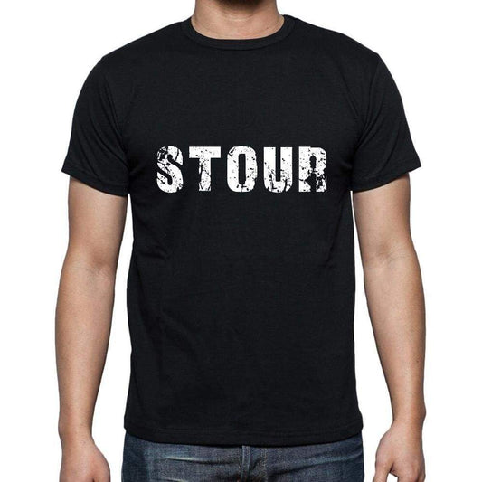 Stour Mens Short Sleeve Round Neck T-Shirt 5 Letters Black Word 00006 - Casual