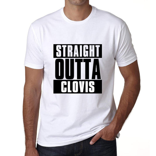 Straight Outta Clovis Mens Short Sleeve Round Neck T-Shirt 00027 - White / S - Casual