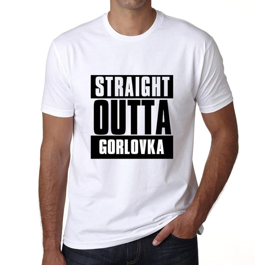 Straight Outta Gorlovka Mens Short Sleeve Round Neck T-Shirt 00027 - White / S - Casual