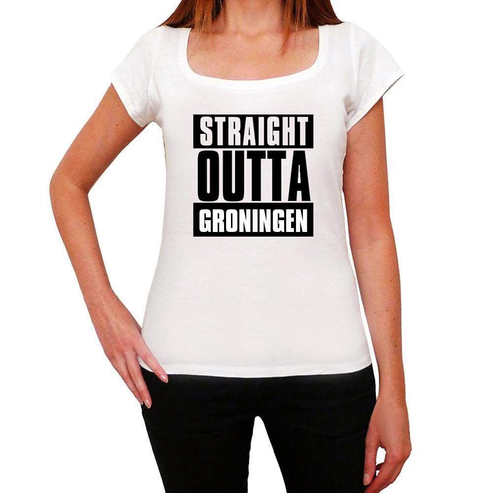 Straight Outta Groningen Womens Short Sleeve Round Neck T-Shirt 00026 - White / Xs - Casual