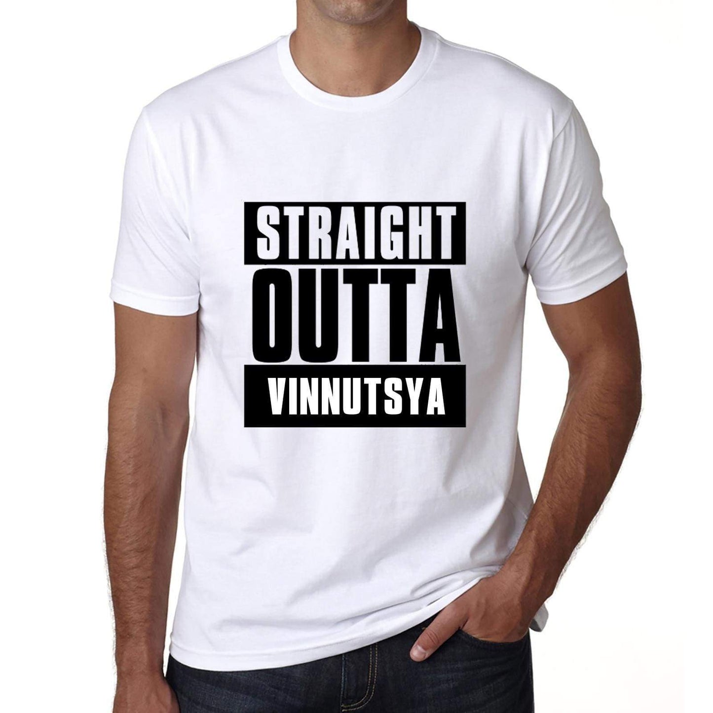 Straight Outta Vinnutsya Mens Short Sleeve Round Neck T-Shirt 00027 - White / S - Casual