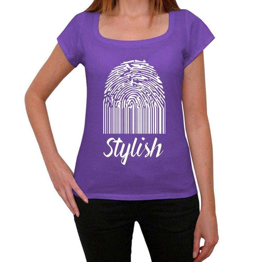 Stylish Fingerprint Purple Womens Short Sleeve Round Neck T-Shirt Gift T-Shirt 00310 - Purple / Xs - Casual