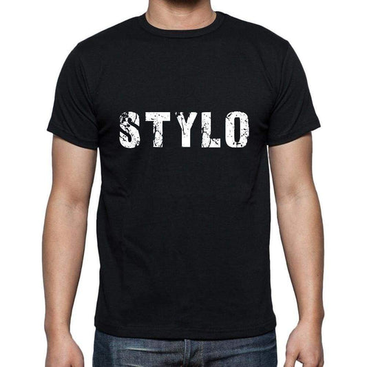 Stylo Mens Short Sleeve Round Neck T-Shirt 5 Letters Black Word 00006 - Casual