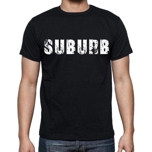 Suburb White Letters Mens Short Sleeve Round Neck T-Shirt 00007