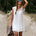Summer Dress 2018 Women Casual Beach Short Dress Tassel Black White Mini Lace Dress Party Dresses Vestidos S-XXL