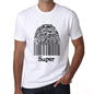 Super Fingerprint White Mens Short Sleeve Round Neck T-Shirt Gift T-Shirt 00306 - White / S - Casual