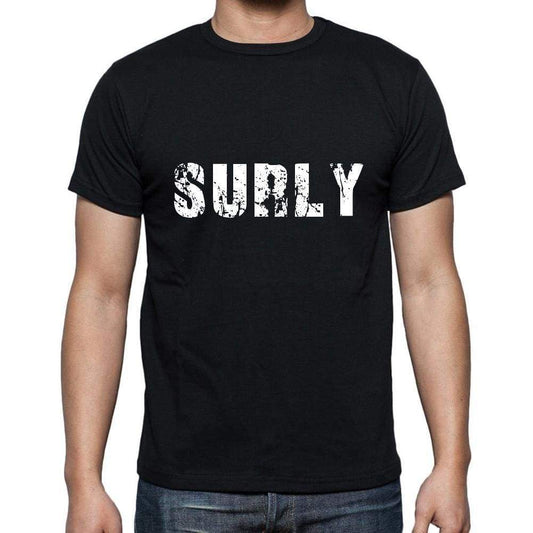 surly Men's Short Sleeve Round Neck T-shirt , 5 letters Black , word 00006 - Ultrabasic