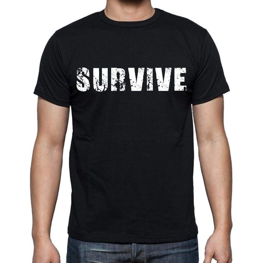 Survive White Letters Mens Short Sleeve Round Neck T-Shirt 00007