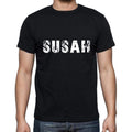 susah Men's Short Sleeve Round Neck T-shirt , 5 letters Black , word 00006