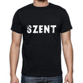 szent Men's Short Sleeve Round Neck T-shirt , 5 letters Black , word 00006
