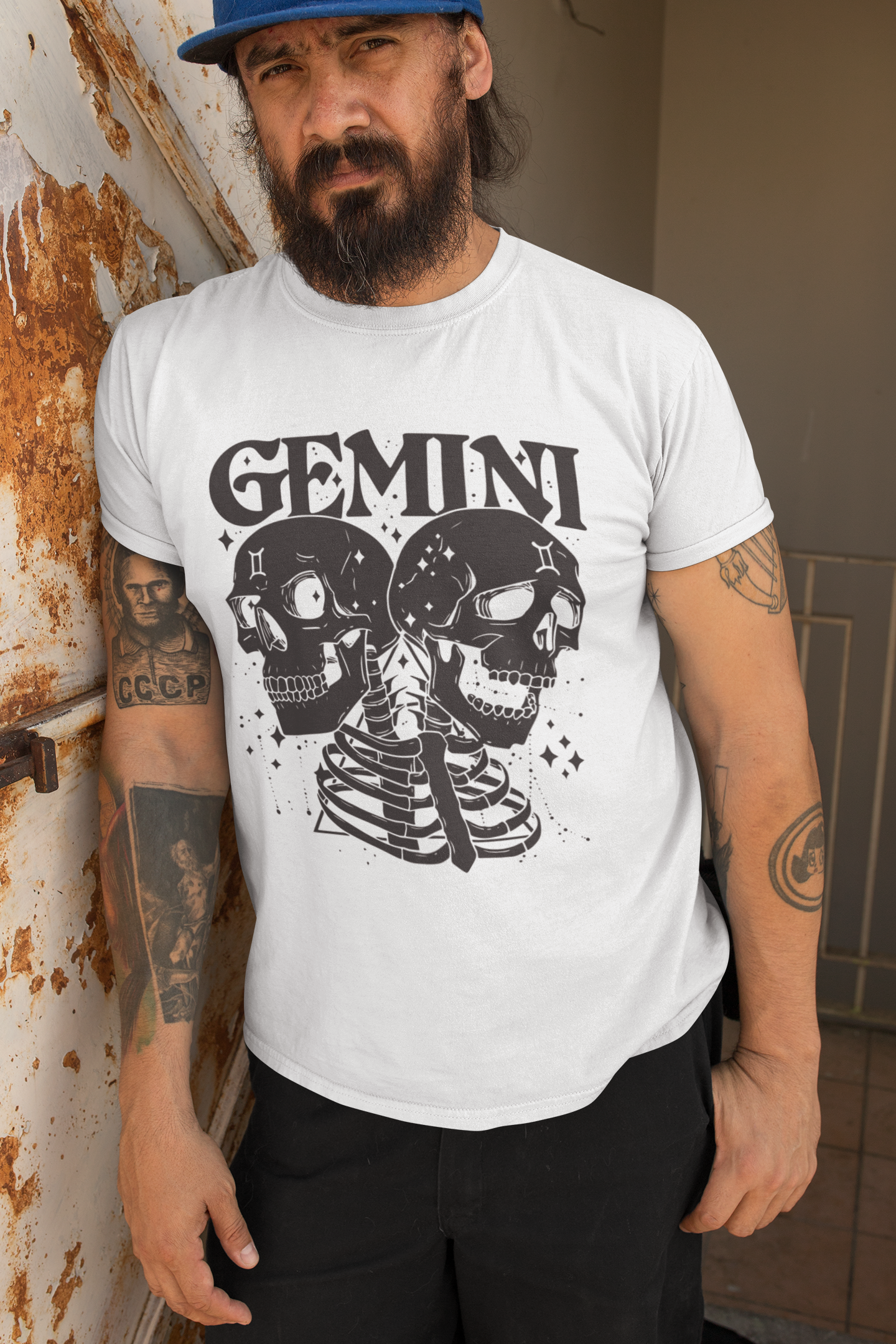 ULTRABASIC Men's Horoscope T-Shirt Gemini Skulls - Astrology Zodiac Sign Shirt