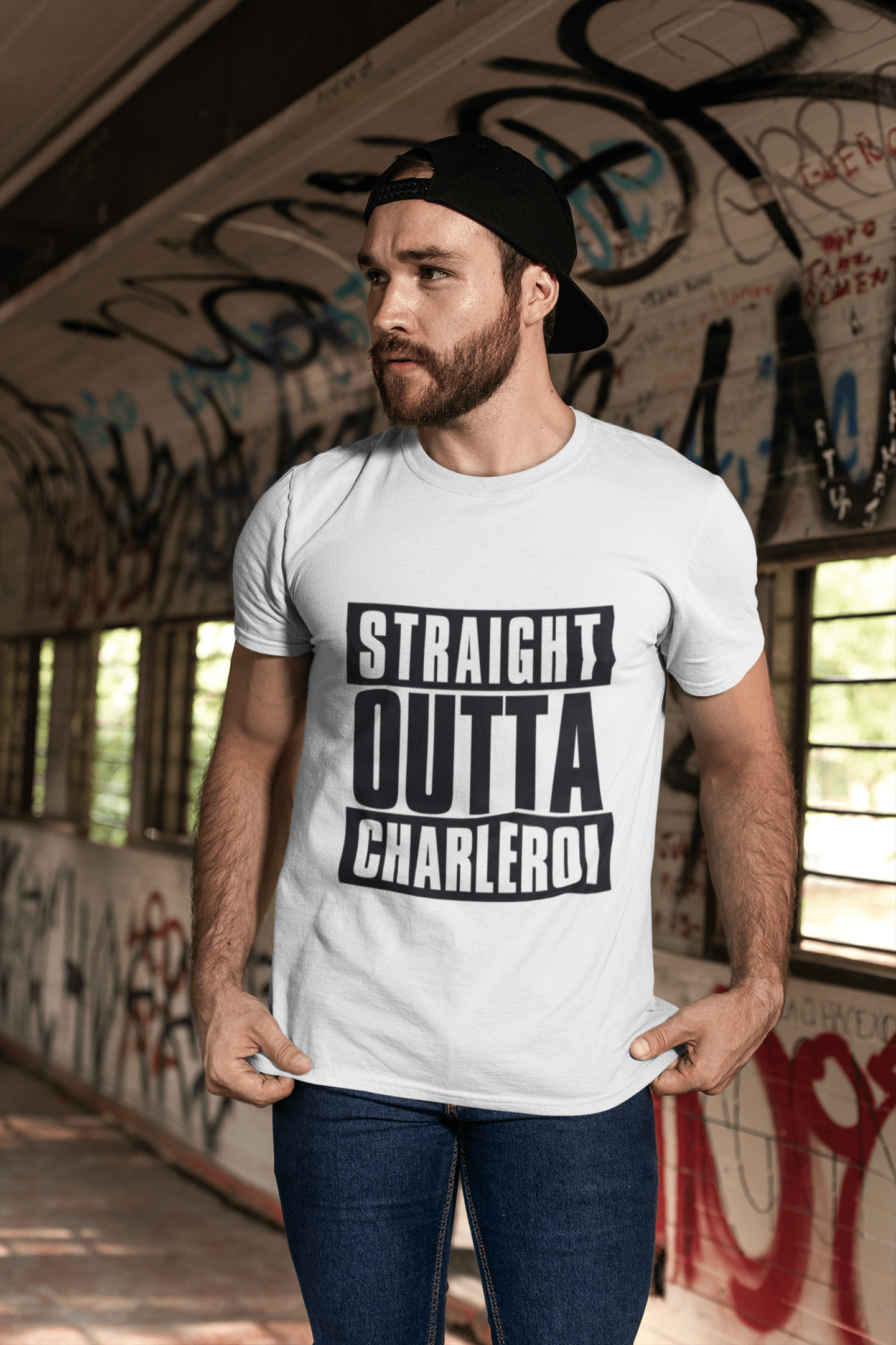 Straight Outta Charleroi, Men's Short Sleeve Round Neck T-shirt 00027