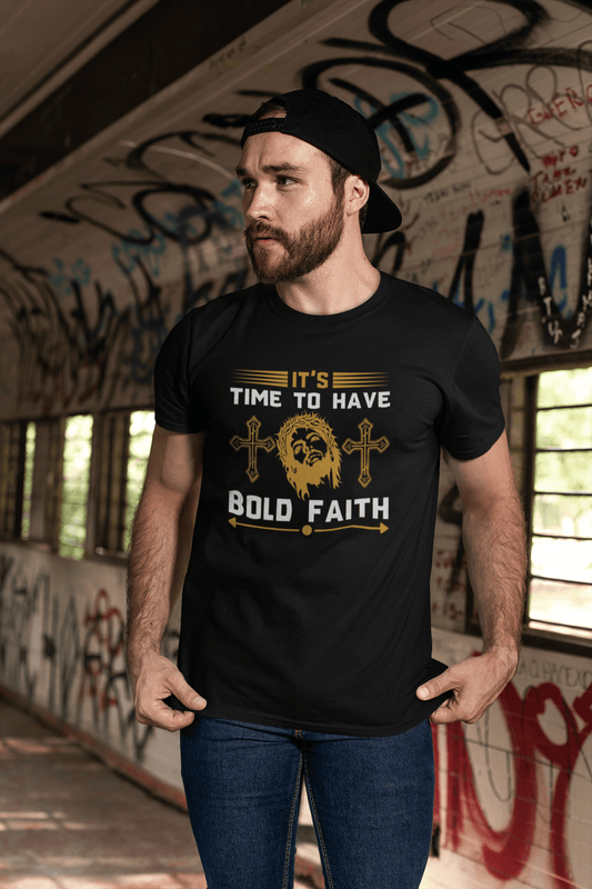 ULTRABASIC Men's T-Shirt It is Time to Have Bold Faith - Christian Religious Shirt