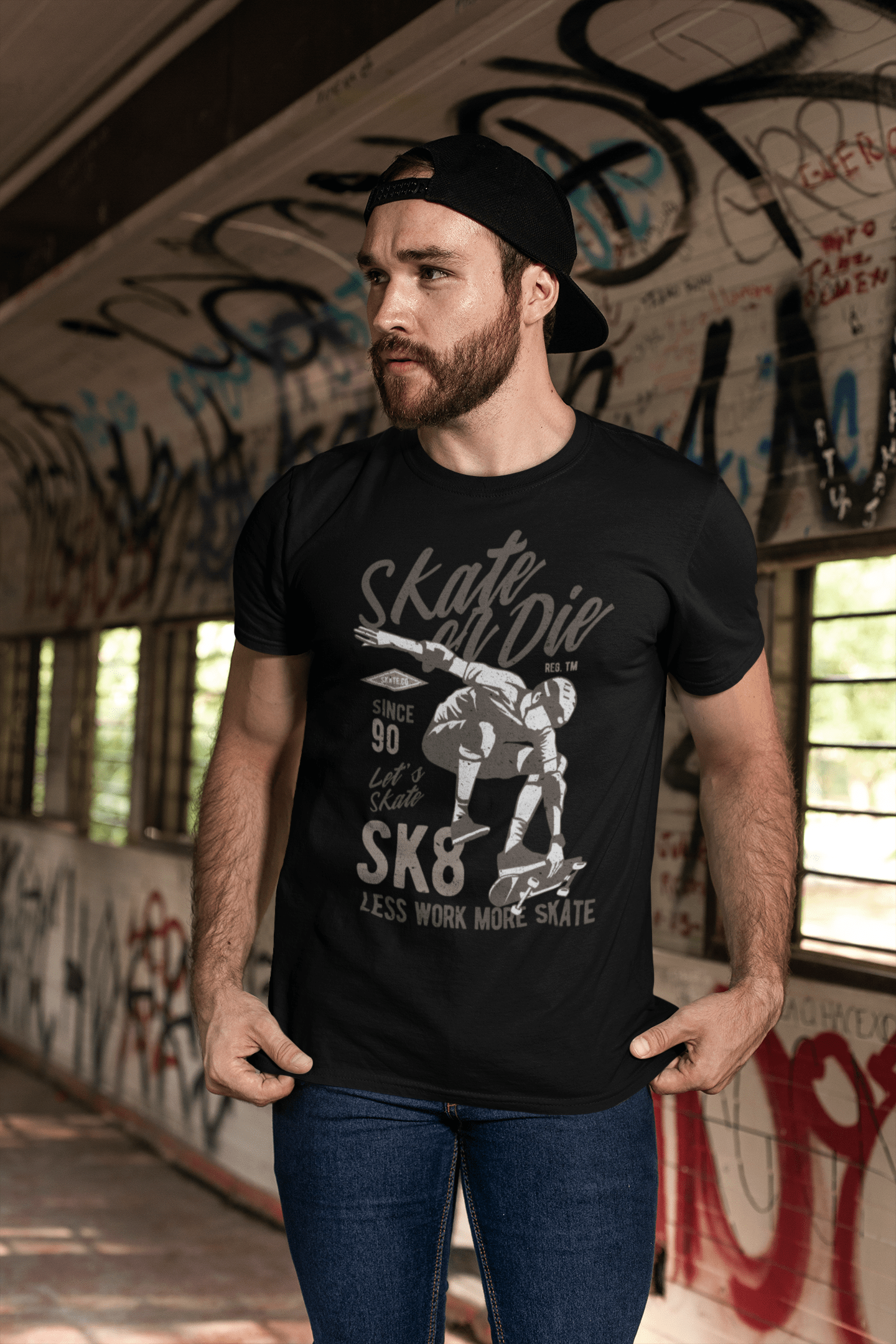 ULTRABASIC Men's T-Shirt Skate or Die Since 90s - Let's Skate SK8 Tee Shirt