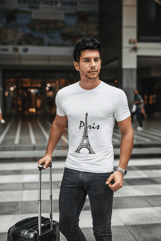 Eiffelturm T-Shirts Herren, Kurzarm-T-Shirt, T-Shirt, Baumwoll-T-Shirt für Herren 00182