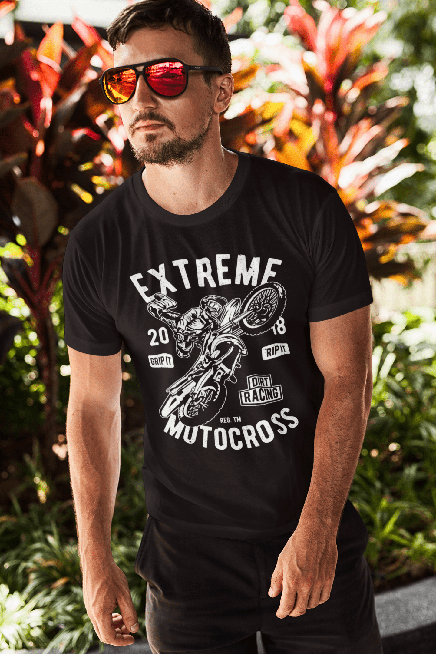 ULTRABASIC Herren-Grafik-T-Shirt Extreme Motorcross 2018 – Dirt Racing – Motorliebhaber