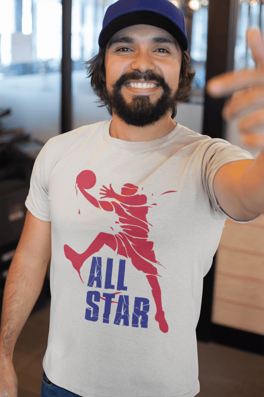 • Men's Graphic T-Shirt All Star Basketball Player Vintage White Round Neck
