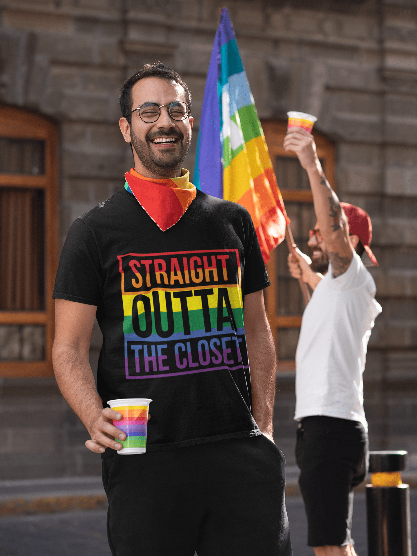 Men's Graphic T-Shirt LGBT Straight Outta the Closet Deep Black Round Neck