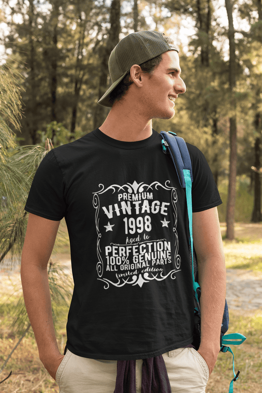 Premium Vintage Year 1998, Black, Men's Short Sleeve Round Neck T-shirt, gift t-shirt 00347