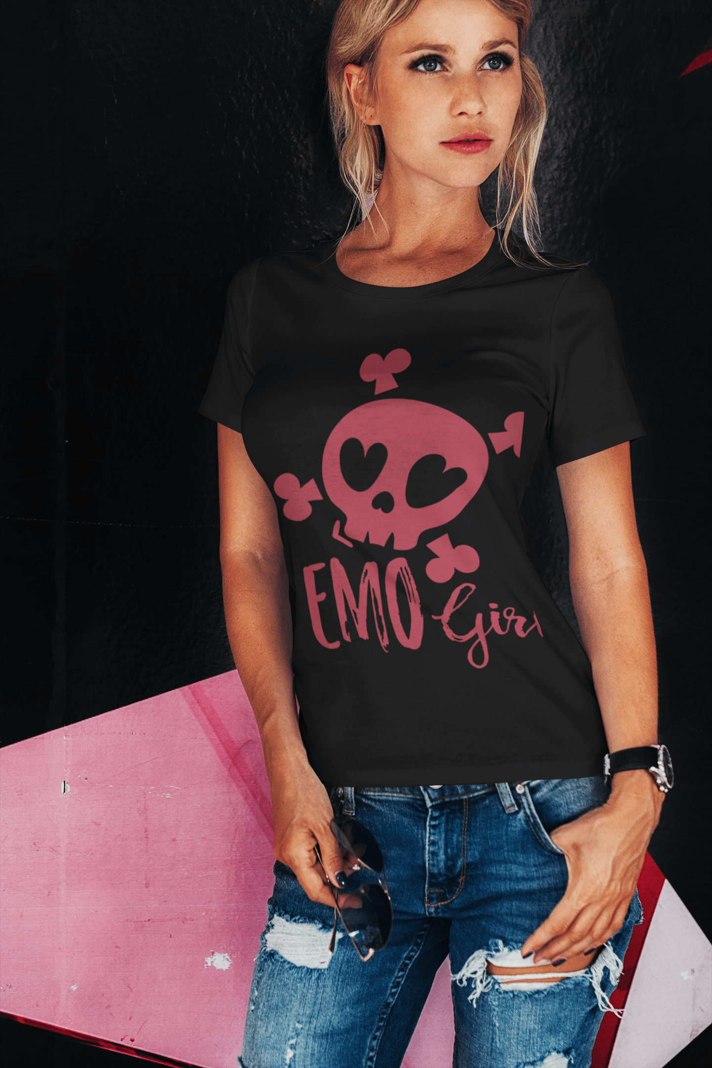 I LOVE HEART EMO GIRLS' Women's V-Neck T-Shirt