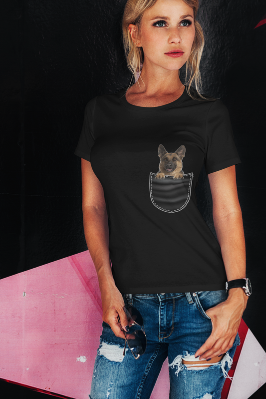 ULTRABASIC Graphic Women's T-Shirt German Shepherd - Cute Dog In Your Pocket