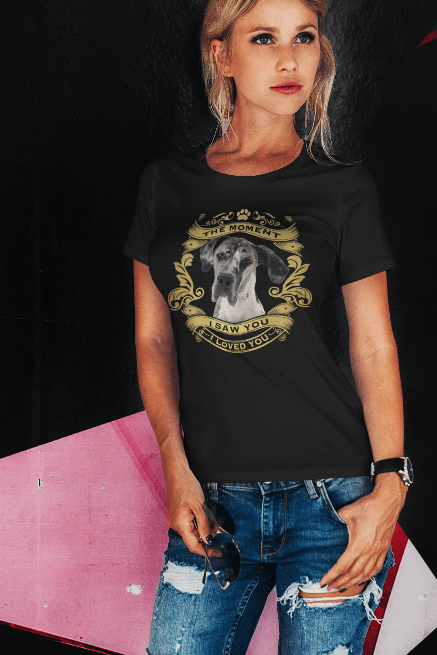 ULTRABASIC Women's Organic T-Shirt Great Dane Dog - Moment I Saw You I Loved You Puppy Tee Shirt for Ladies