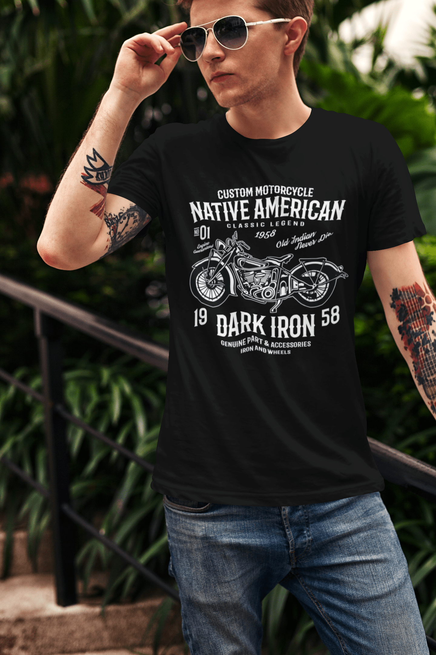 ULTRABASIC Men's T-Shirt Native American Motorcycle - Dark Iron Biker Shirt affordable organic t-shirts beautiful designs