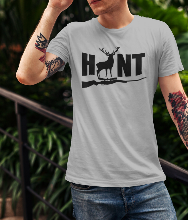 ULTRABASIC Men's T-Shirt Rifle Deer - Funny Hunting Tee Shirt | affordable organic t-shirts beautiful designs
