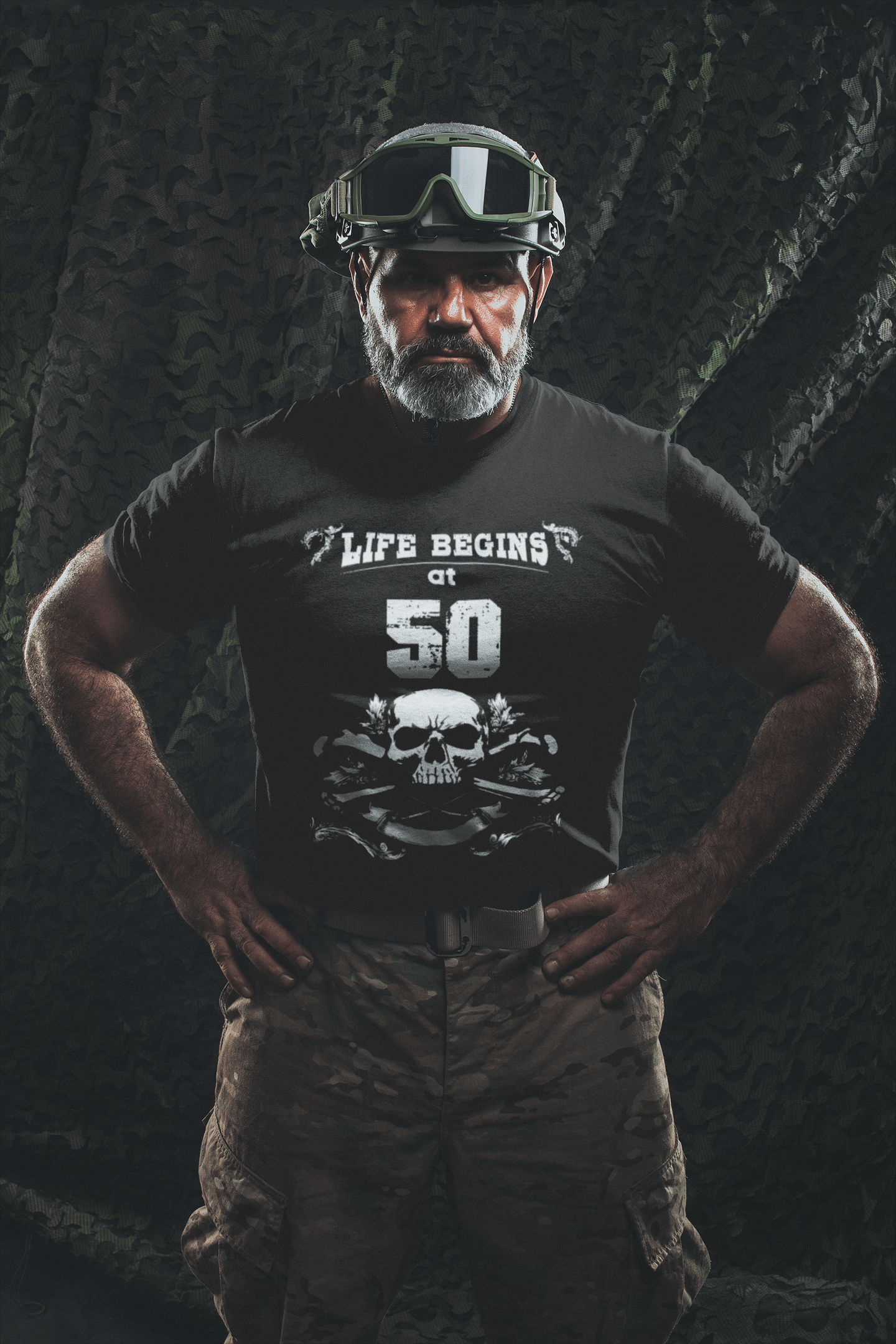 Life Begins at 50 Men's Black T-shirt Birthday Gift Round Neck 00449