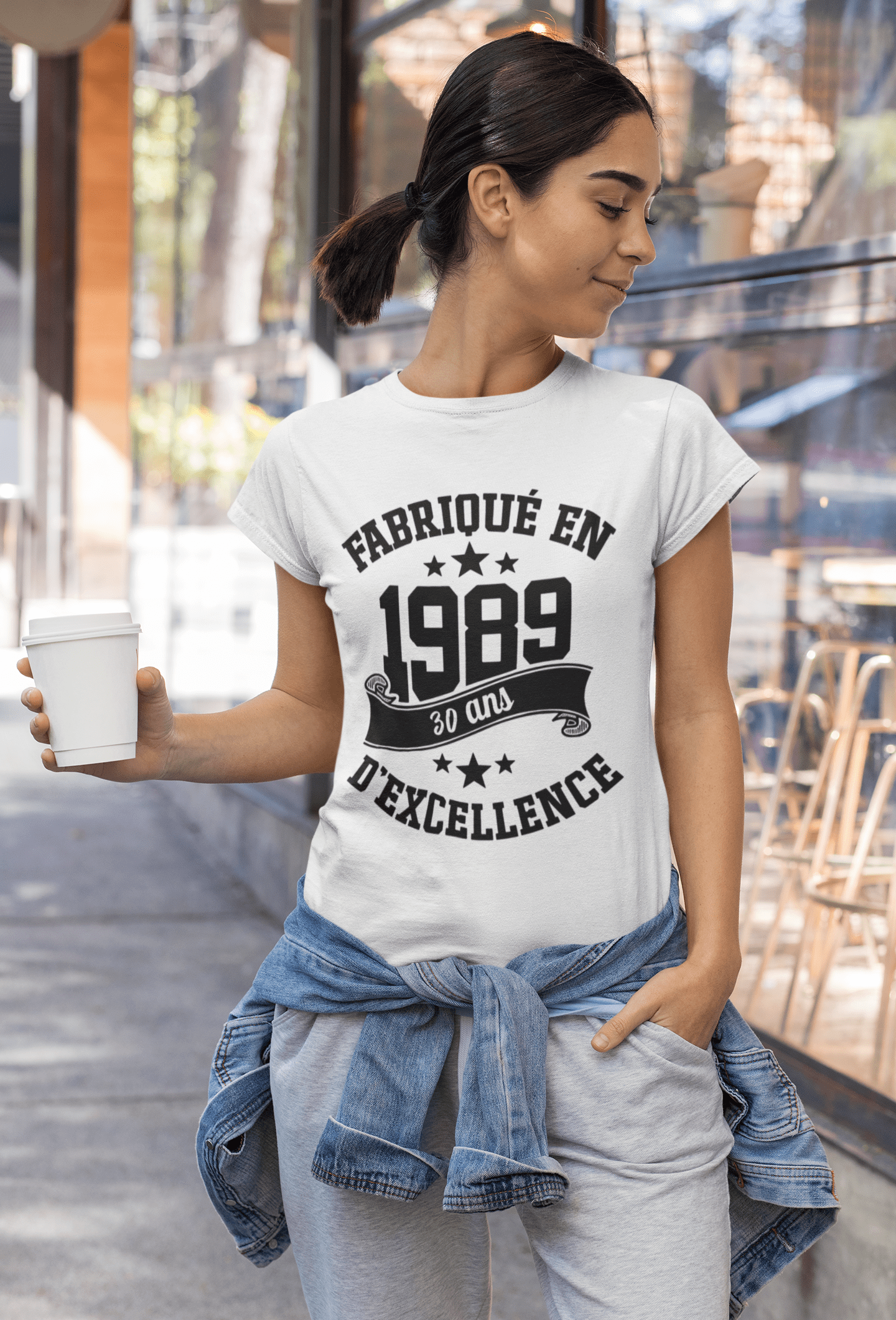 Ultrabasic - Tee-Shirt Femme col Rond Décolleté Fabriqué en 1989, 30 Ans d'être Génial T-Shirt Blanco
