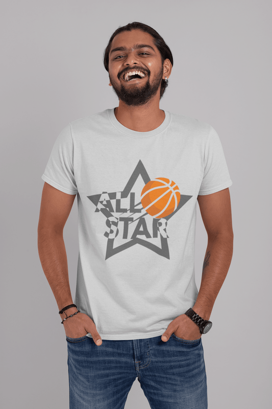• Men's Graphic T-Shirt All Star Basketball Vintage White Round Neck Round Neck