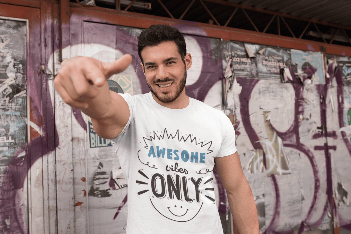 Awesome Vibes Only, Weiß, Herren-Kurzarm-Rundhals-T-Shirt, Geschenk-T-Shirt 00296