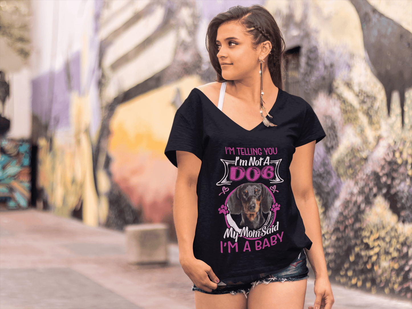 ULTRABASIC Women's T-Shirt I'm Telling You I'm Not a Dachshound - My Mom Said I'm a Baby - Cute Puppy Dog Lover Tee Shirt