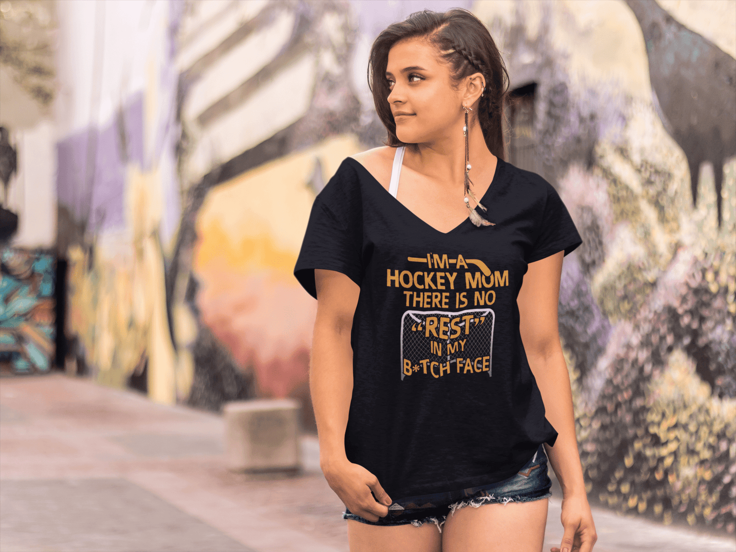 ULTRABASIC Women's T-Shirt I'm a Hockey Mom There is No Rest in My Face - Funny Tee Shirt