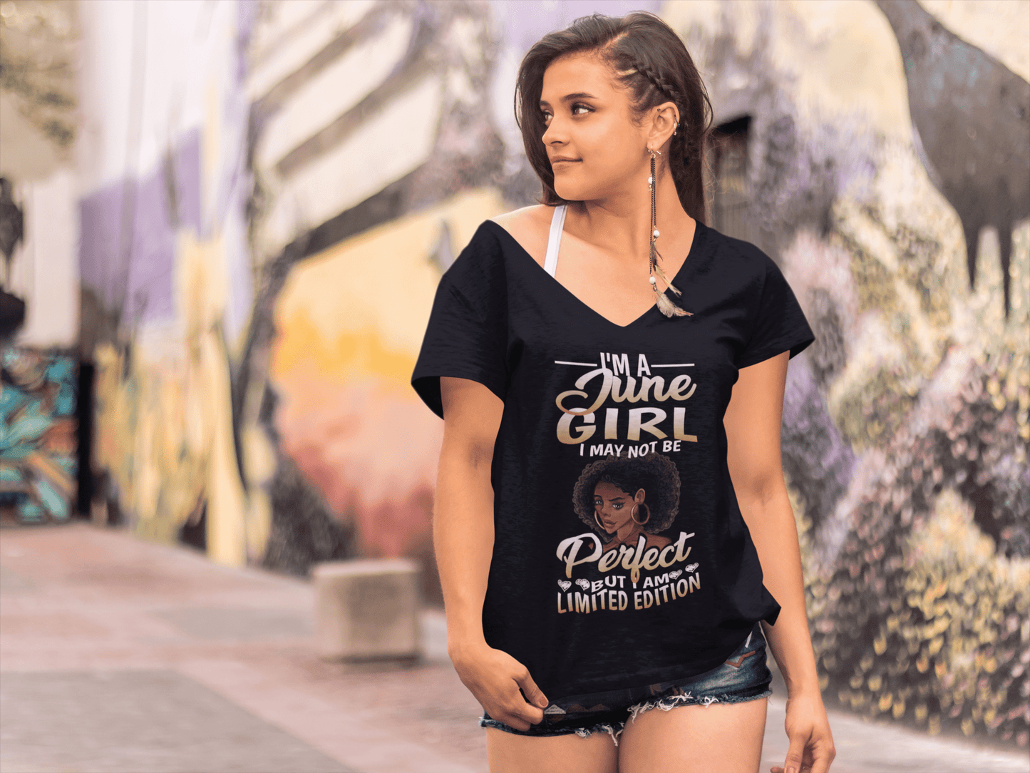ULTRABASIC Women's T-Shirt June Girl - Limited Edition Birthday Gifts Novelty