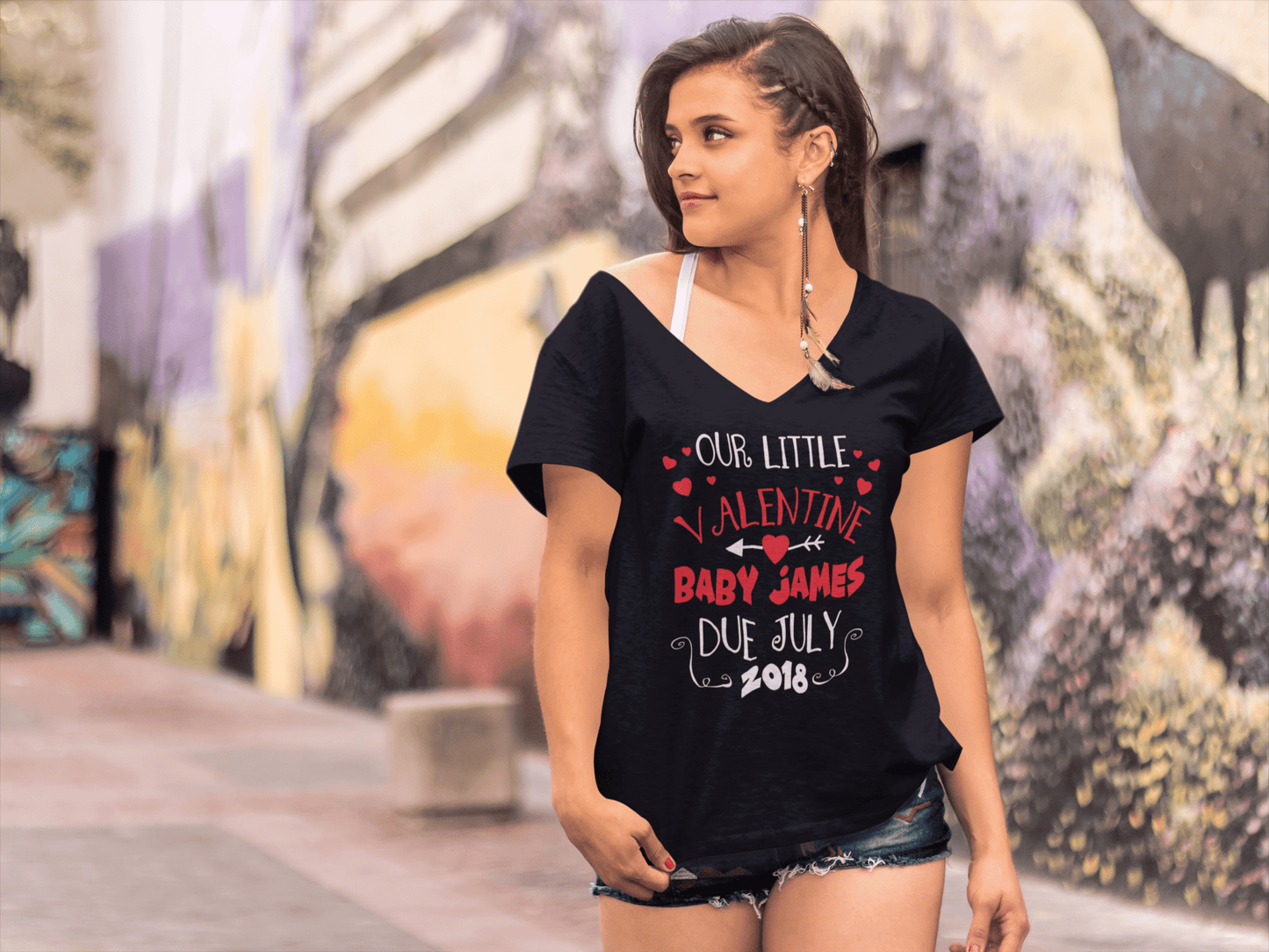 ULTRABASIC Damen T-Shirt Our Little Valentine – Kurzarm-Grafik-T-Shirts zum Valentinstag