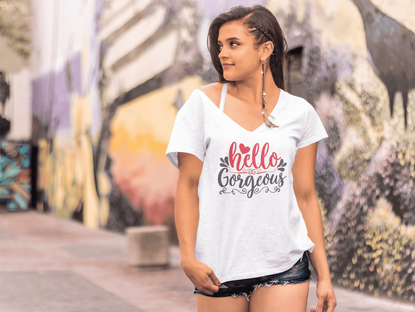 ULTRABASIC Women's T-Shirt Little Hello Gorgeous - Short Sleeve Tee Shirt Gift Tops