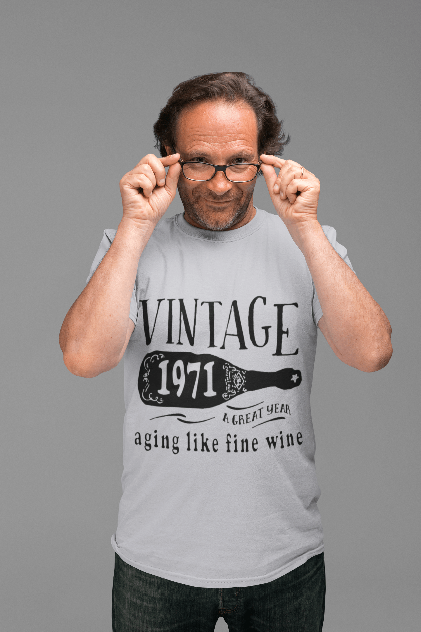 1971 Aging Like a Fine Wine Herren T-Shirt Grau Geburtstagsgeschenk 00459