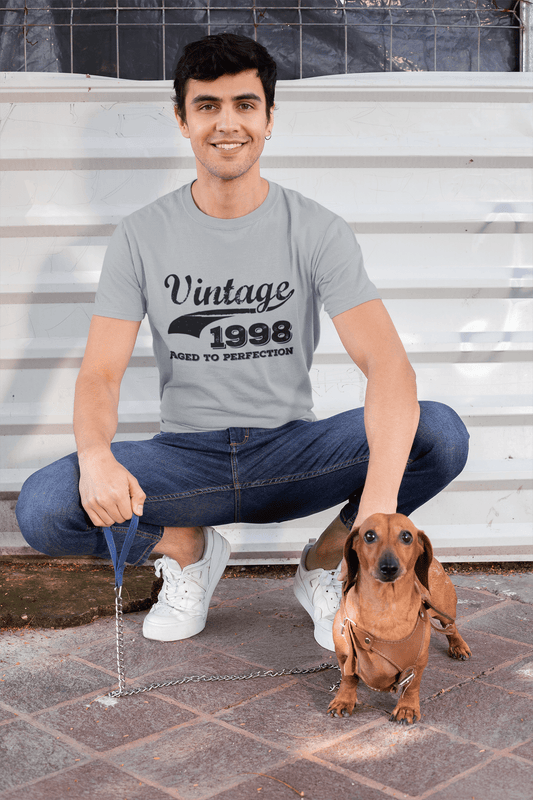 Vintage Aged to Perfection 1998, Grey, <span>Men's</span> <span><span>Short Sleeve</span></span> <span>Round Neck</span> T-shirt, gift t-shirt 00346 - ULTRABASIC