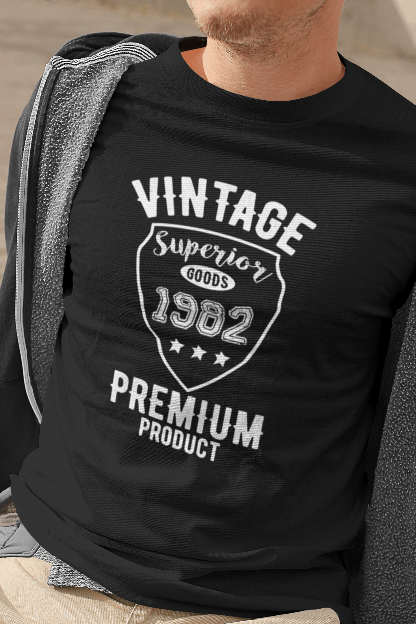 1982 Vintage Superior, schwarz, Herren-Kurzarm-Rundhals-T-Shirt 00102