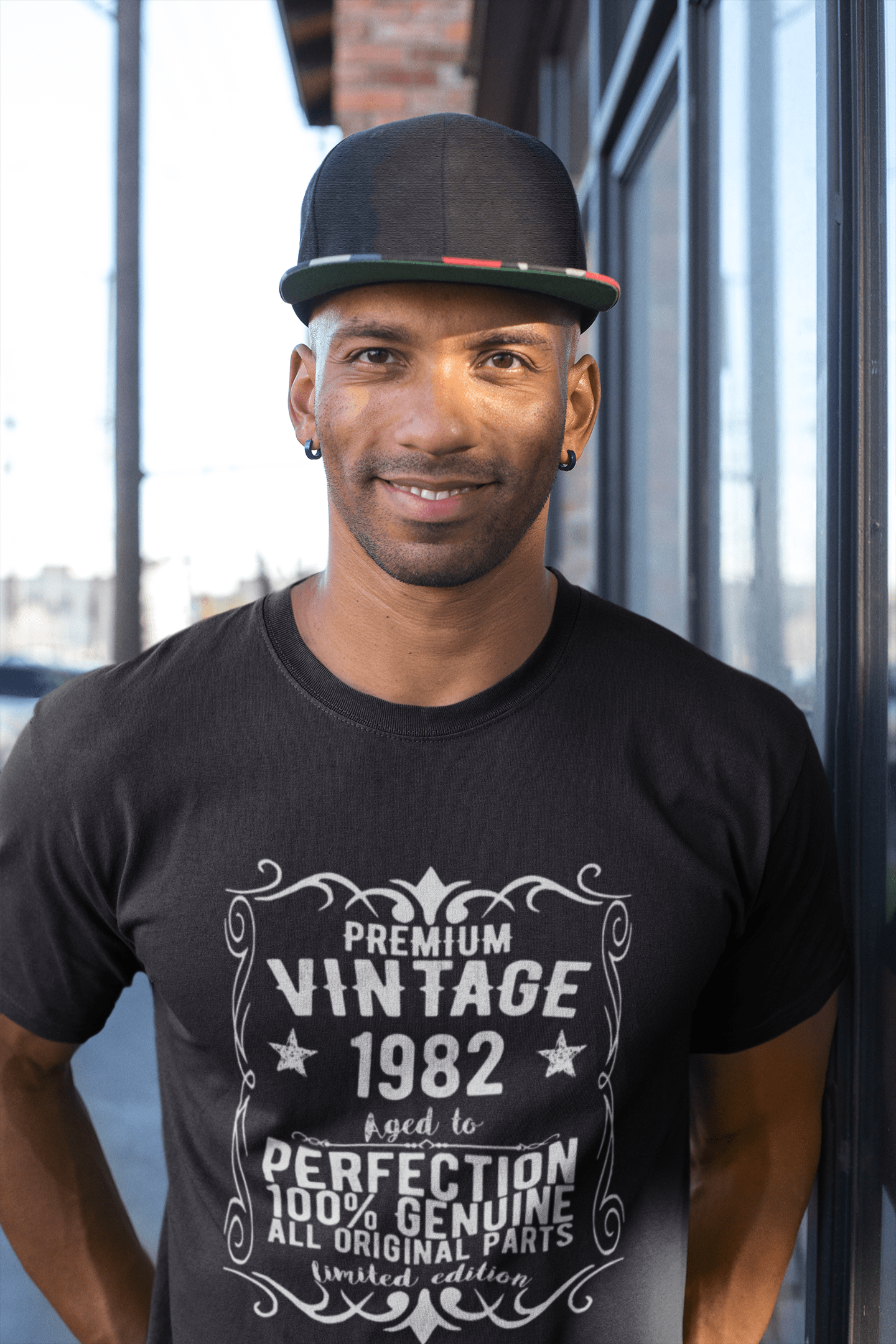 Premium Vintage Year 1982, Black, Men's Short Sleeve Round Neck T-shirt, gift t-shirt 00347