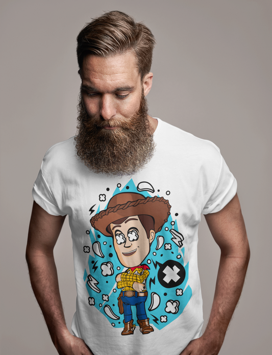 ULTRABASIC Men's Graphic T-Shirt Cartoon Happy Sheriff - Funny Birthday Gift