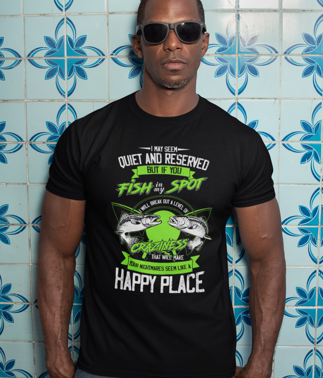ULTRABASIC Men's Fishing T-Shirt Quite and Reserved - Funny Humor