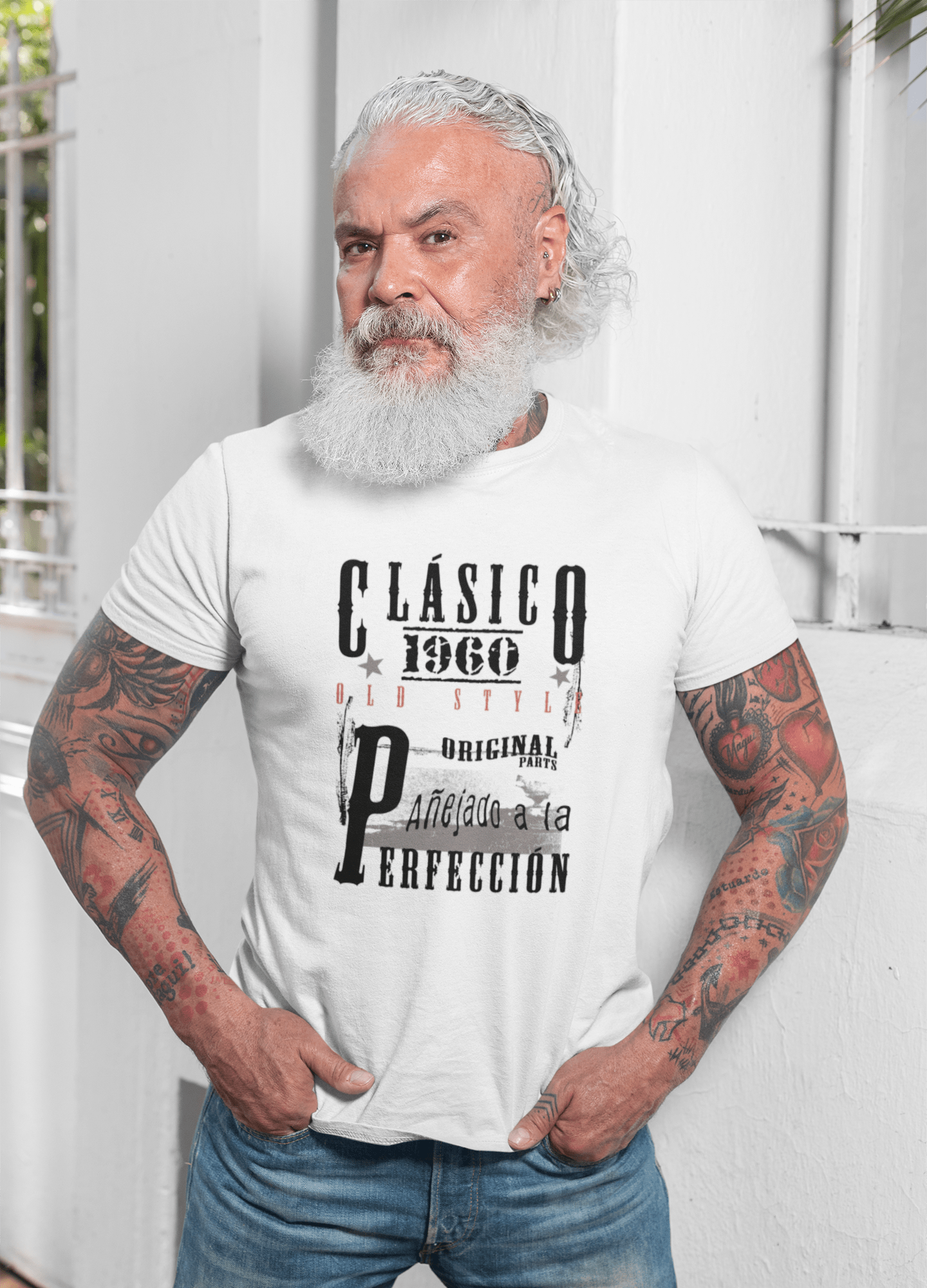 Aged To Perfection, espagnol, 1960, blanc, T-shirt à manches courtes et col rond pour hommes, T-shirt cadeau 00361