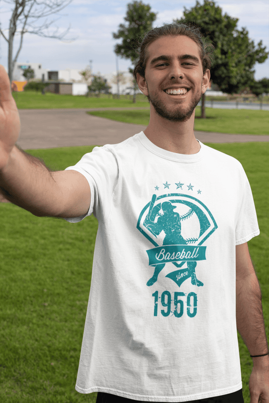 Men's Vintage Tee Shirt Graphic T shirt Baseball Since 1950 Vintage White Round Neck