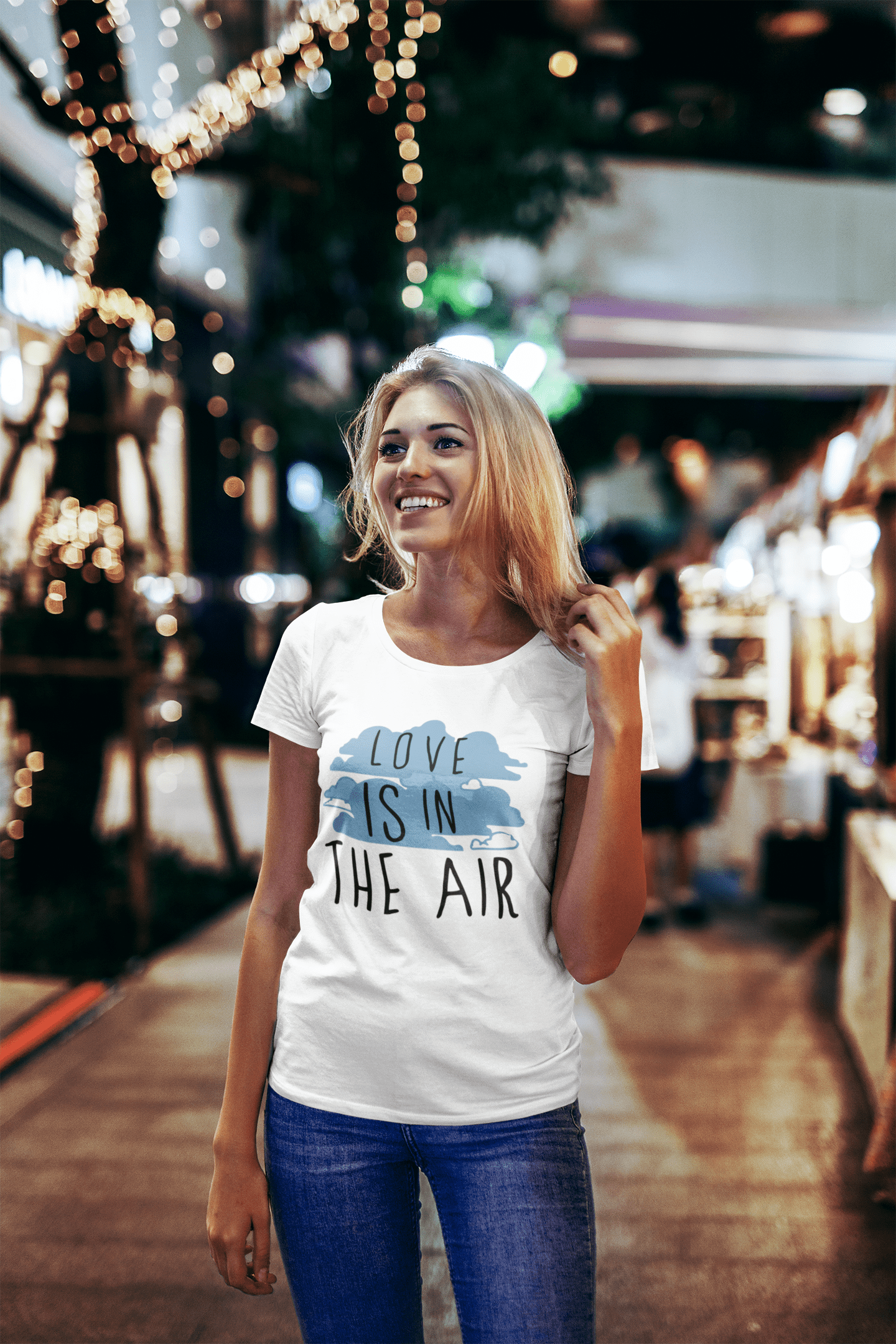 Love in the air, White, Women's Short Sleeve Round Neck T-shirt, gift t-shirt 00302